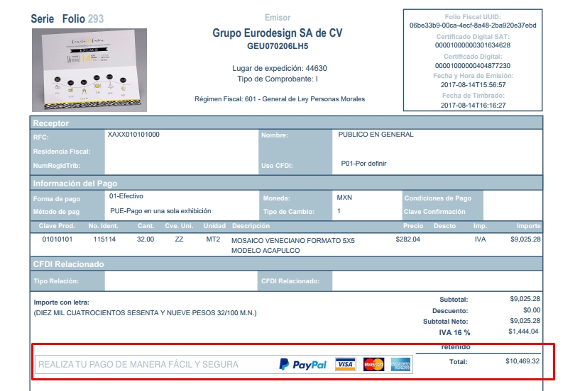 Factura con paypal